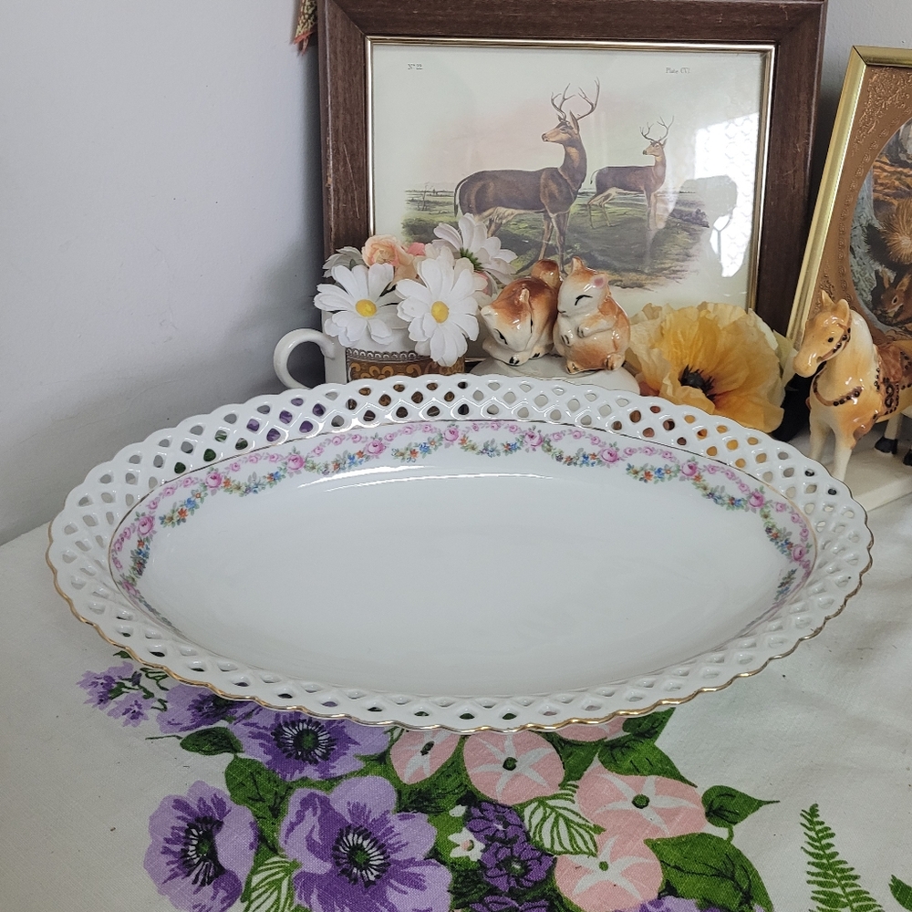 Elegant Floral Porcelain Serving Platter
